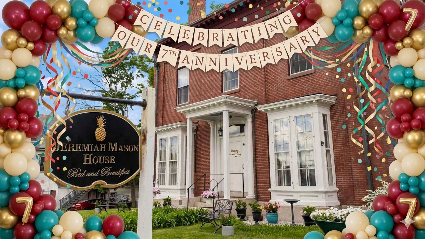 Front of the Inn decorated to celebrate their anniversary